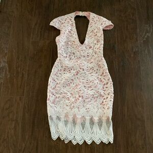 Pink Lace Dress with Floral Pattern